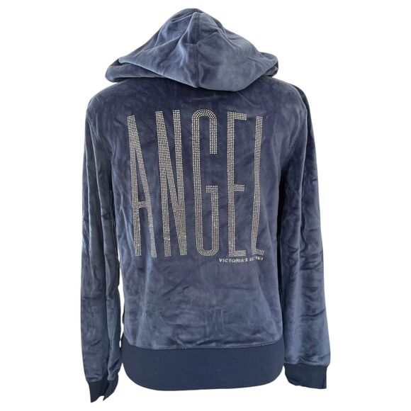 Victoria's Secret Supermodel Essentials Velour Hoodie Angel Rhinestone Large - Picture 1 of 8